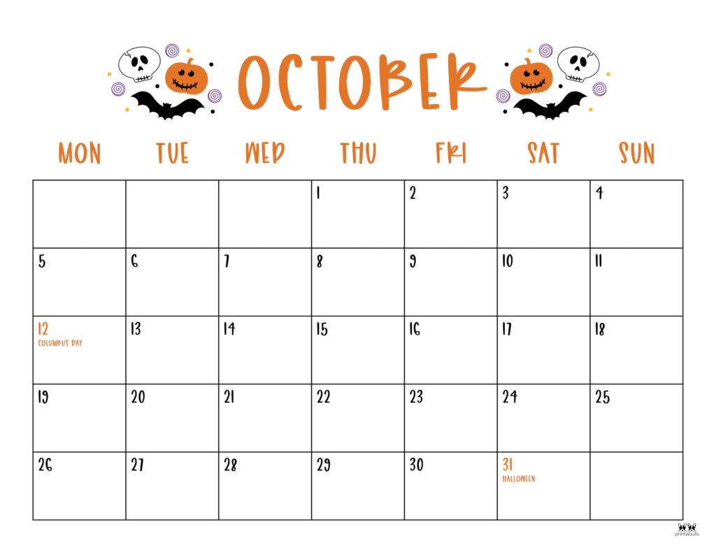 October 2026 Calendars - 123 FREE Printables 189 Printable-October-2026-Calendar-Style-30
