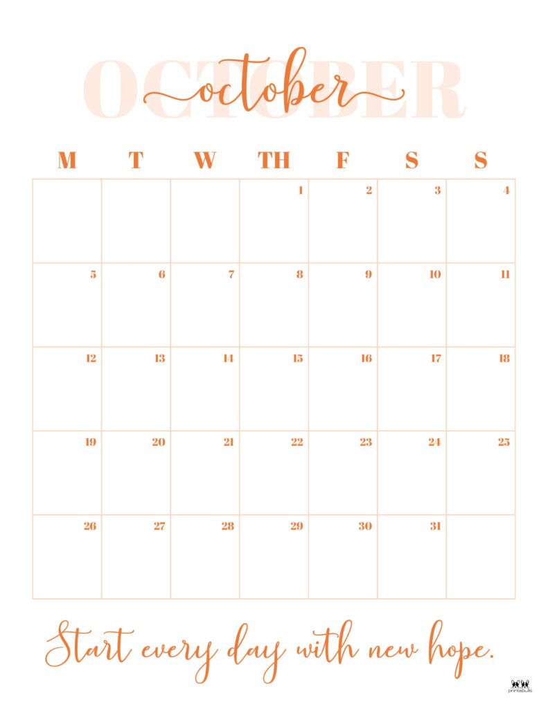 October 2026 Calendars - 123 FREE Printables 191 Printable-October-2026-Calendar-Style-32
