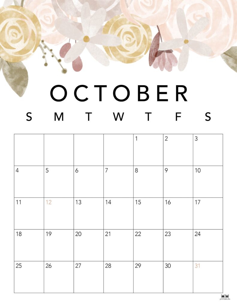 October 2026 Calendars - 123 FREE Printables 147 Printable-October-2026-Calendar-Style-4