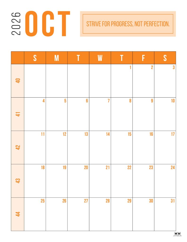 October 2026 Calendars - 123 FREE Printables 178 Printable-October-2026-Calendar-Style-45