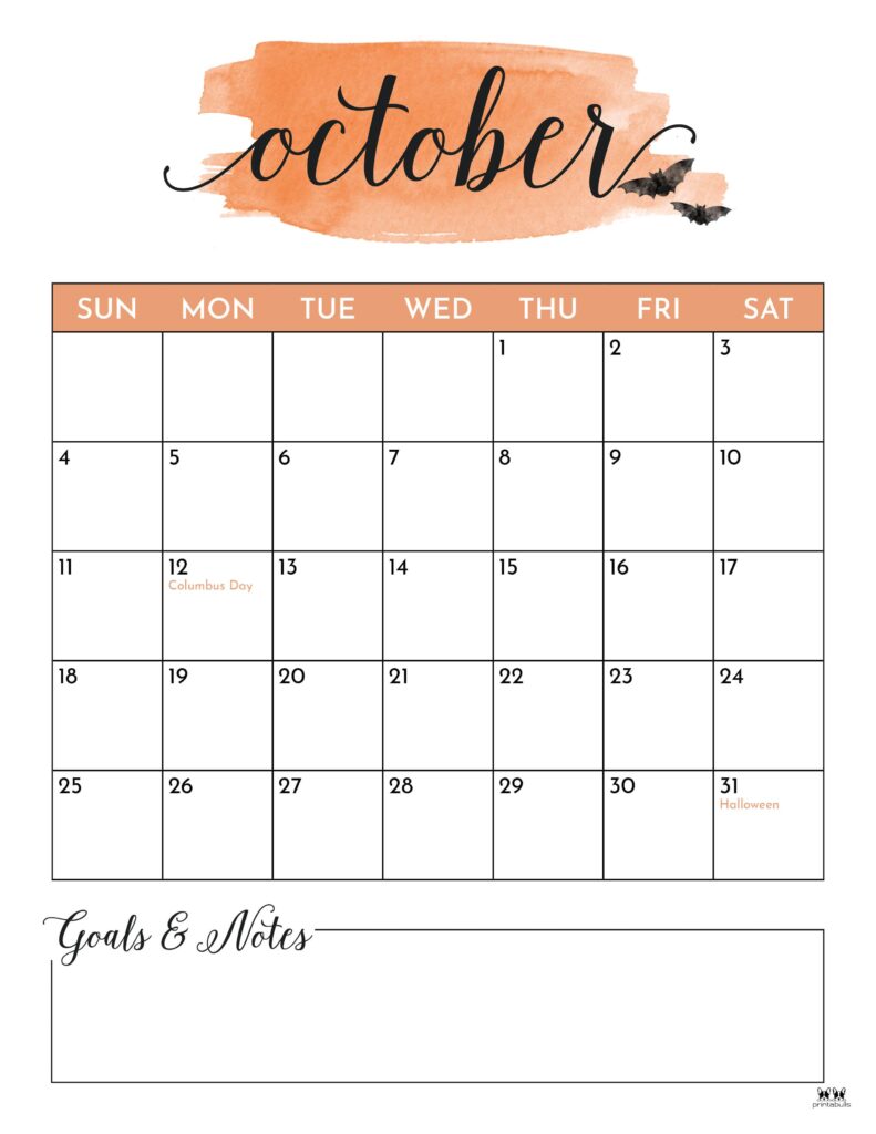 October 2026 Calendars - 123 FREE Printables 148 Printable-October-2026-Calendar-Style-5