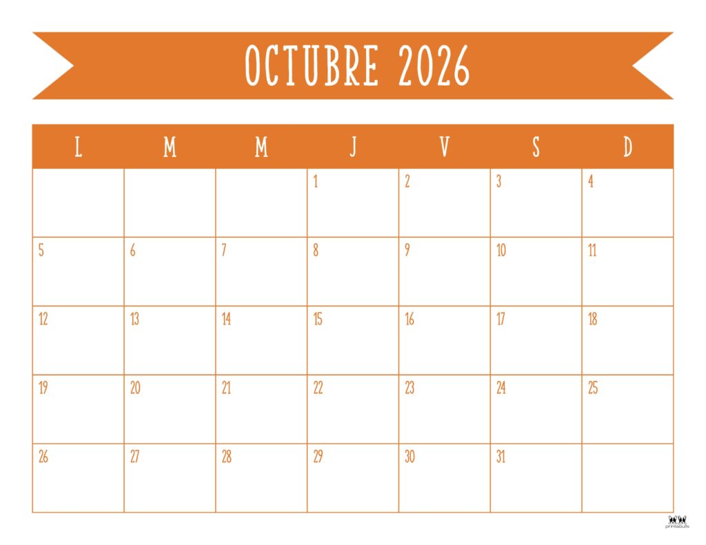 October 2026 Calendars - 123 FREE Printables 249 Printable-October-2026-Calendar-Style-50