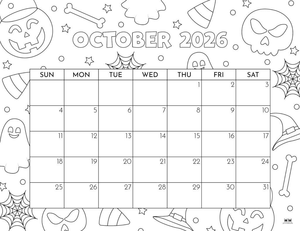 October 2026 Calendars - 123 FREE Printables 238 Printable-October-2026-Calendar-Style-59