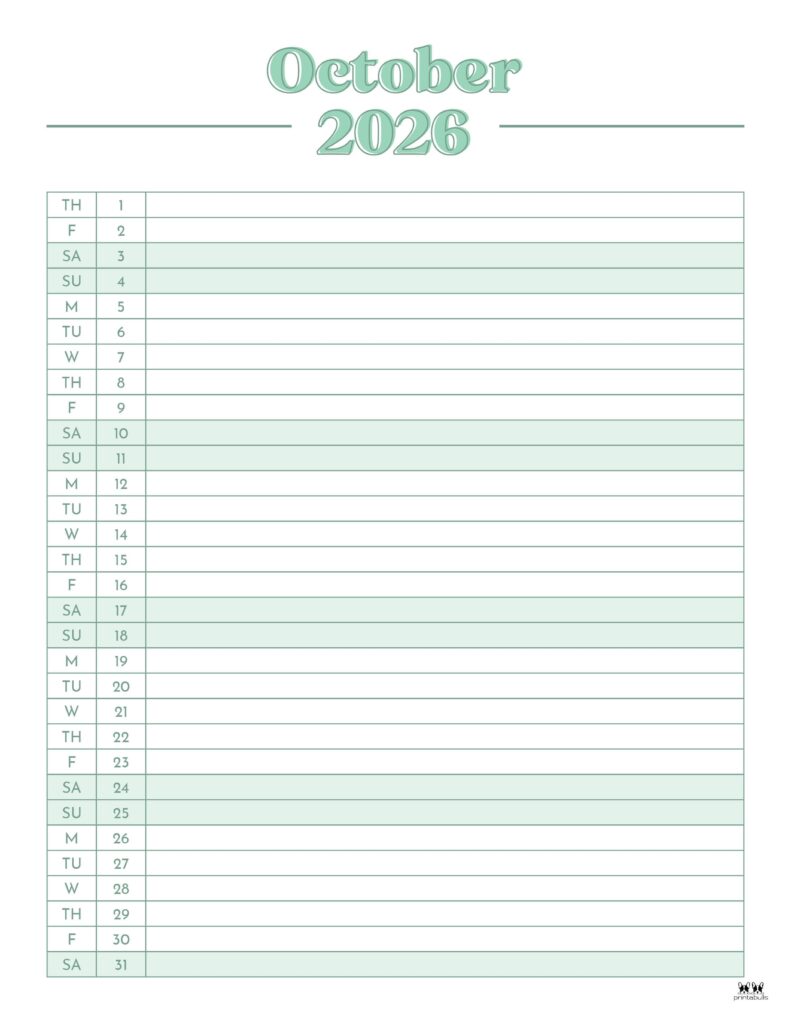 October 2026 Calendars - 123 FREE Printables 213 Printable-October-2026-Calendar-Style-62