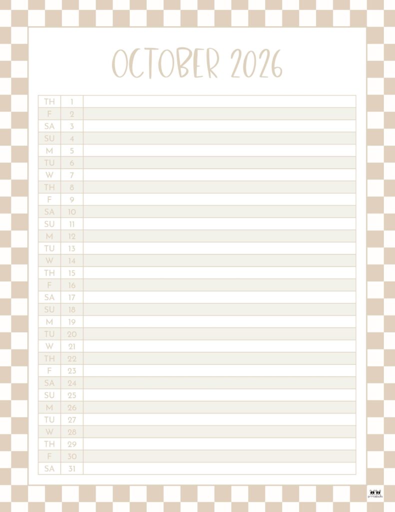 October 2026 Calendars - 123 FREE Printables 215 Printable-October-2026-Calendar-Style-64