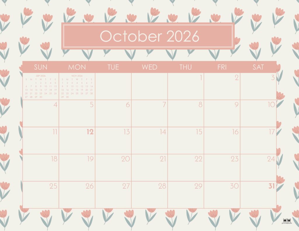 October 2026 Calendars - 123 FREE Printables 181 Printable-October-2026-Calendar-Style-65