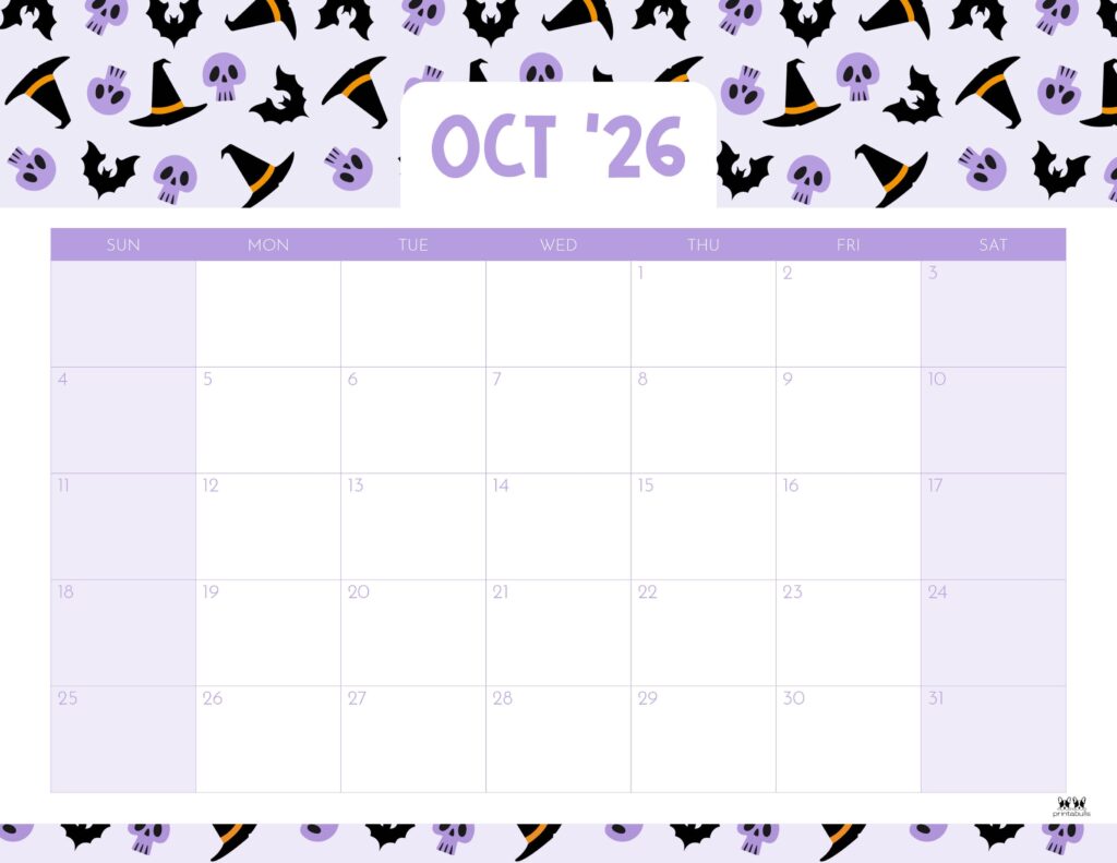 October 2026 Calendars - 123 FREE Printables 184 Printable-October-2026-Calendar-Style-66
