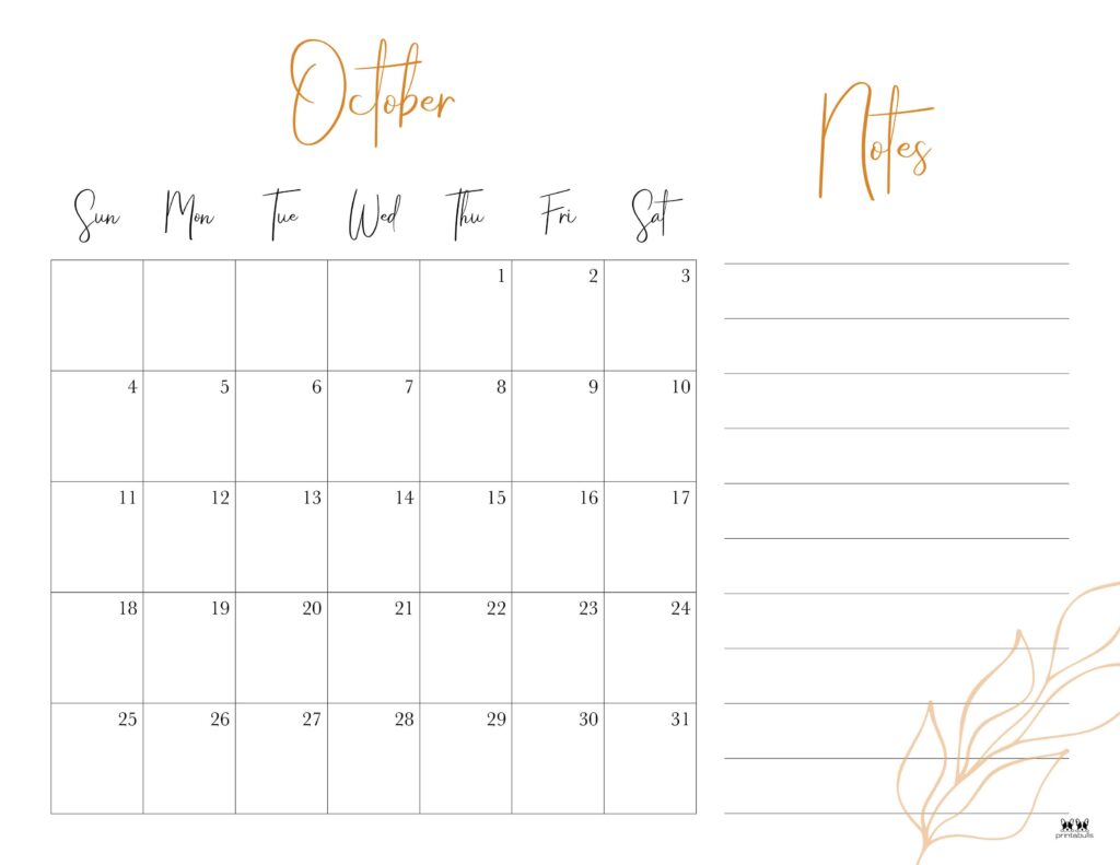 October 2026 Calendars - 123 FREE Printables 163 Printable-October-2026-Calendar-Style-7