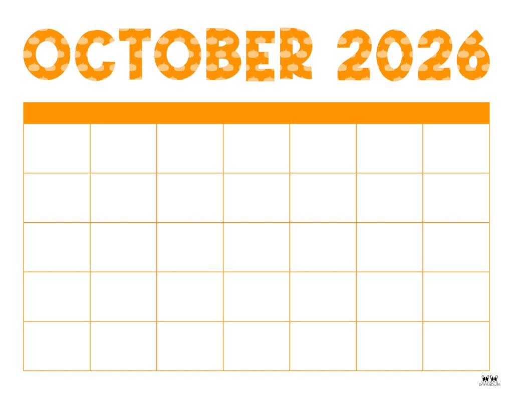October 2026 Calendars - 123 FREE Printables 155 Printable-October-2026-Calendar-Style-72