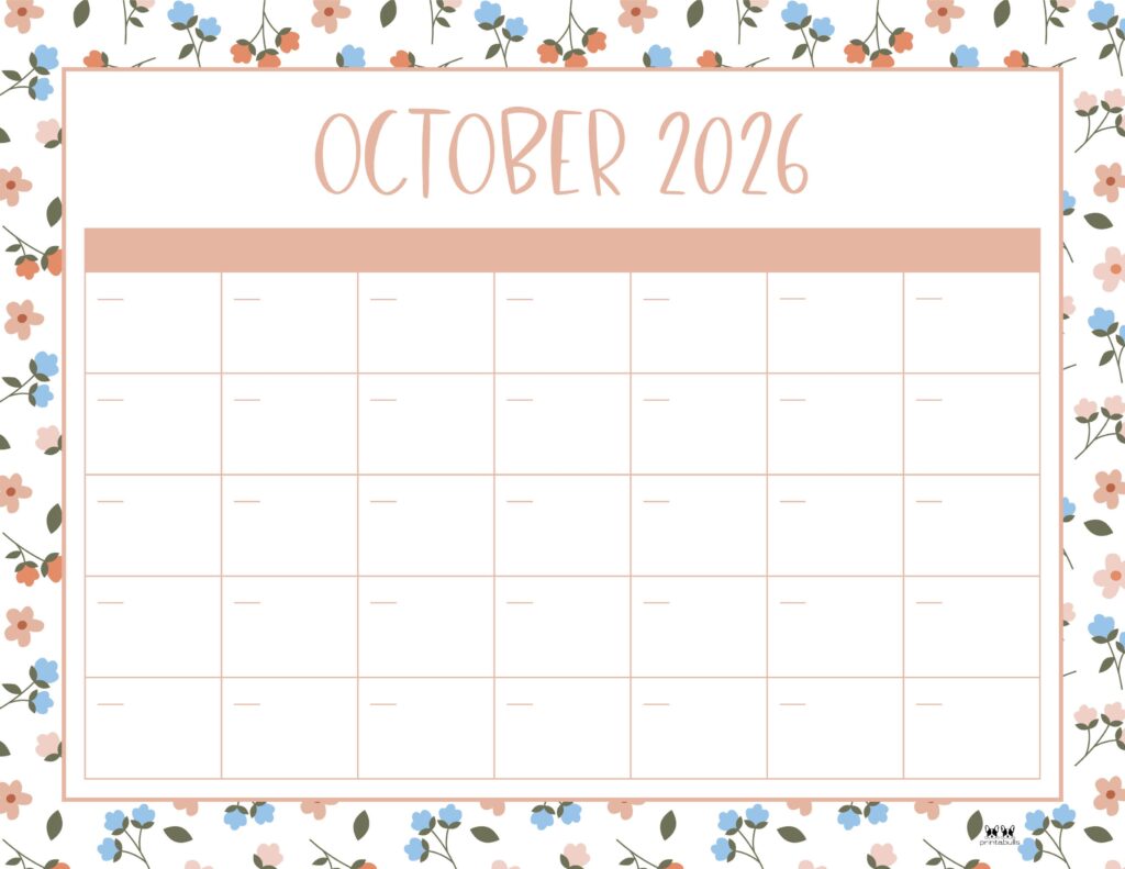 October 2026 Calendars - 123 FREE Printables 156 Printable-October-2026-Calendar-Style-73