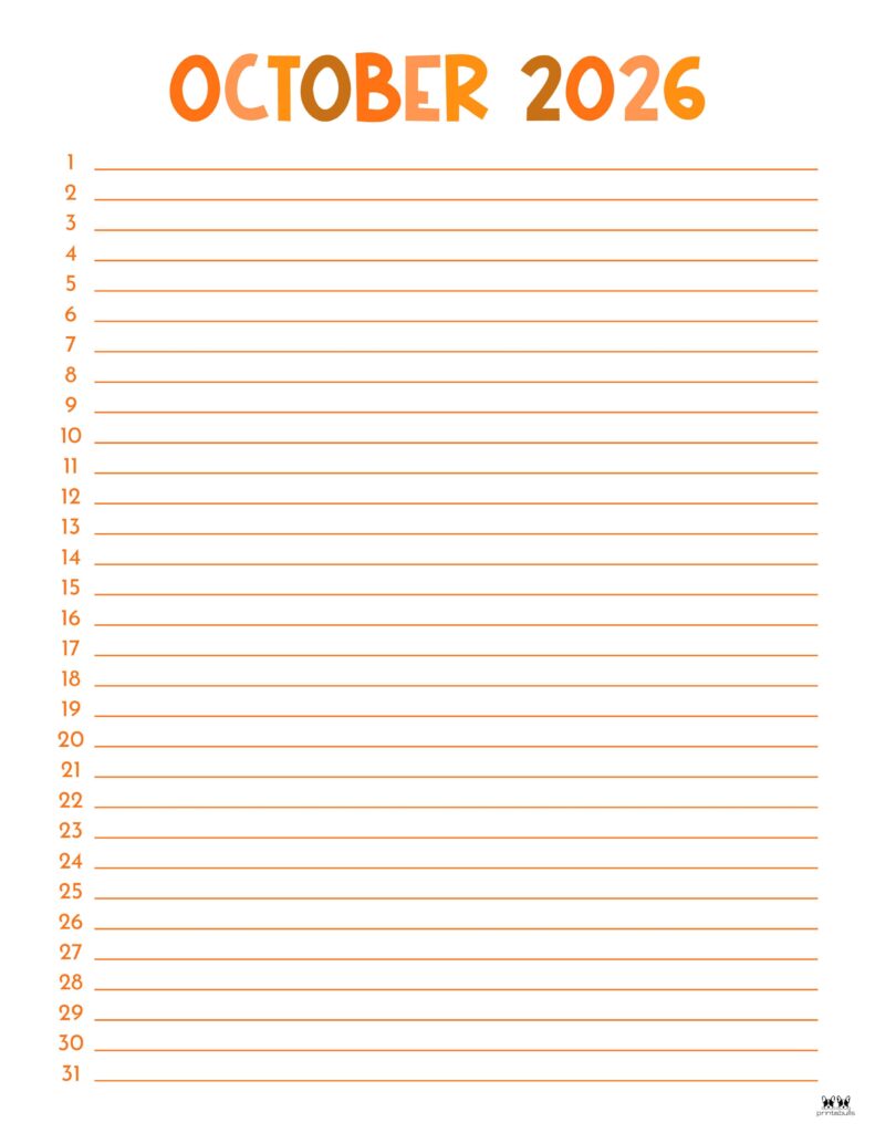 October 2026 Calendars - 123 FREE Printables 209 Printable-October-2026-Calendar-Style-74