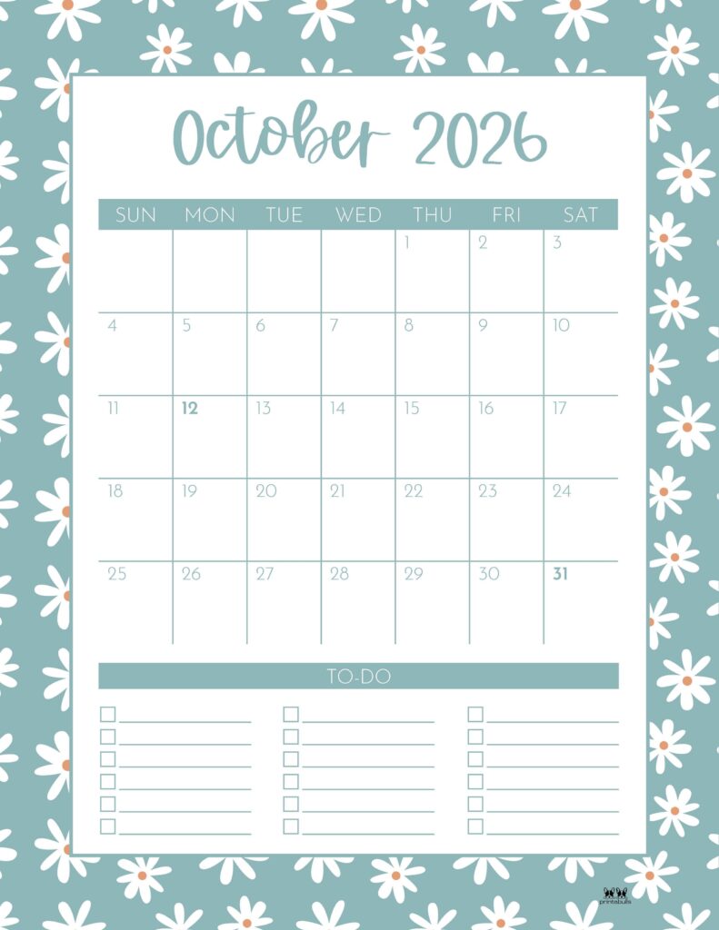 October 2026 Calendars - 123 FREE Printables 171 Printable-October-2026-Calendar-Style-77