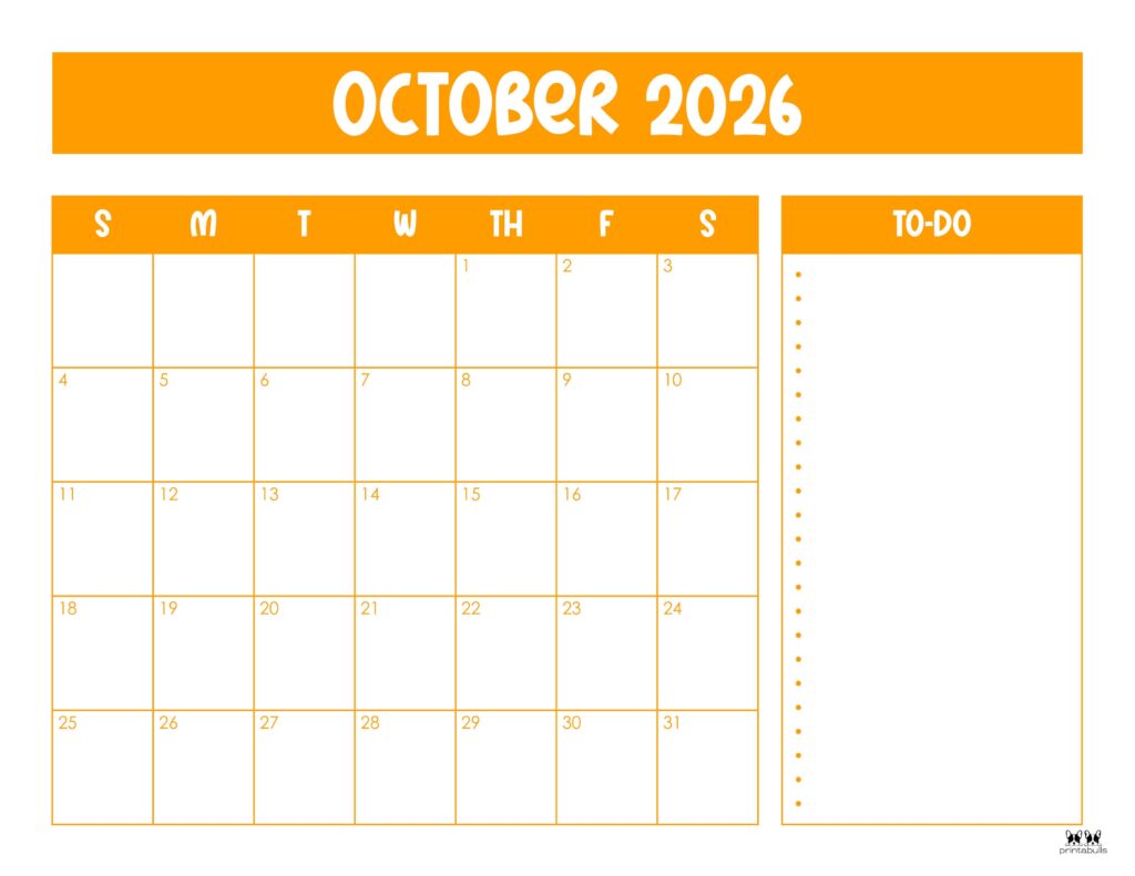 October 2026 Calendars - 123 FREE Printables 172 Printable-October-2026-Calendar-Style-78