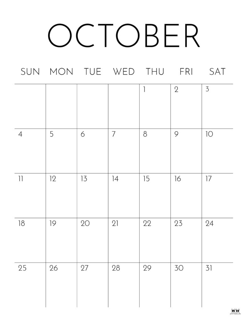October 2026 Calendars - 123 FREE Printables 145 Printable-October-2026-Calendar-Style-80