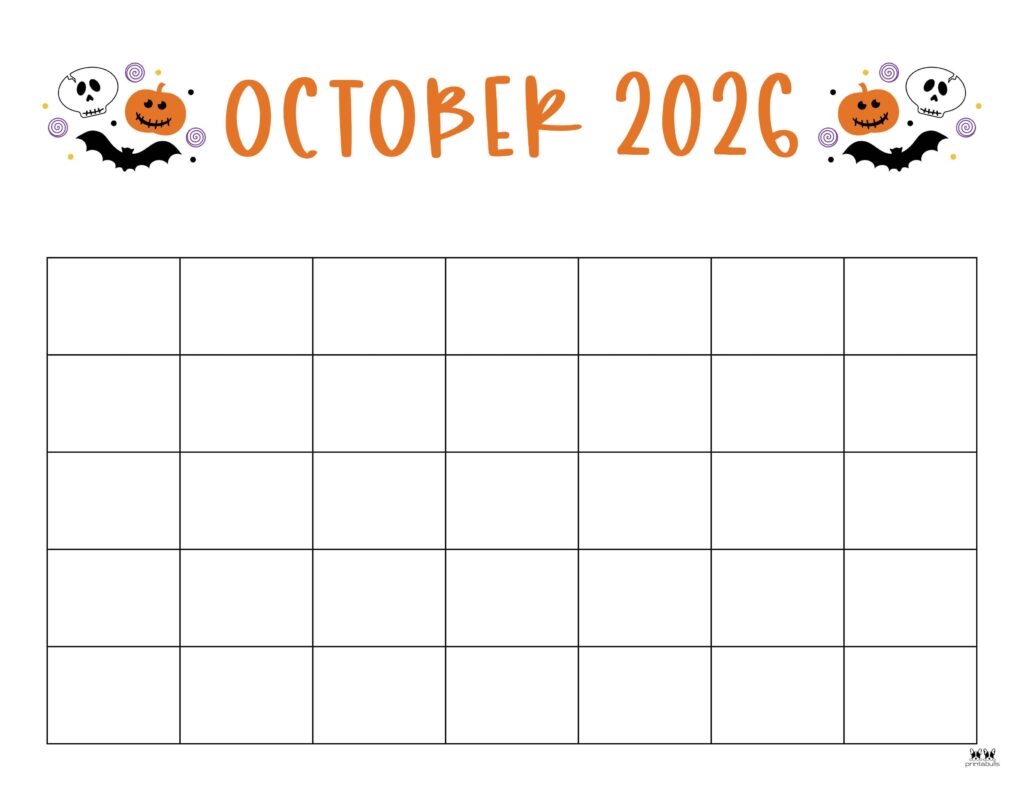 October 2026 Calendars - 123 FREE Printables 159 Printable-October-2026-Calendar-Style-83