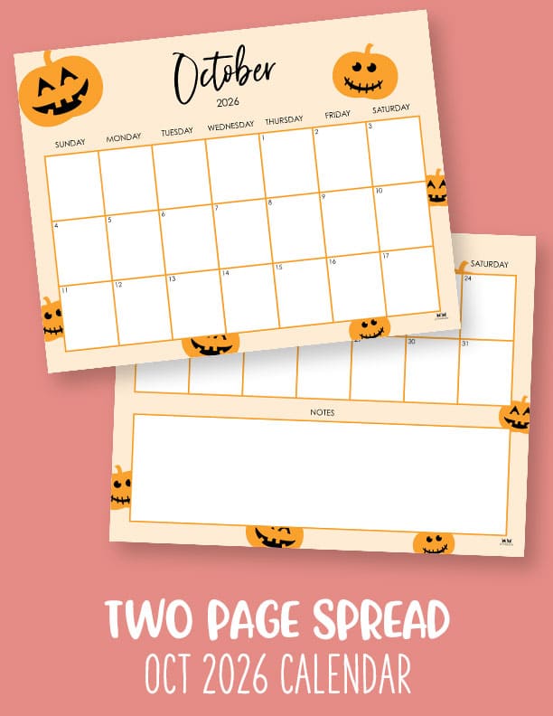 October 2026 Calendars - 123 FREE Printables 225 Printable-October-2026-Calendar-Style-85