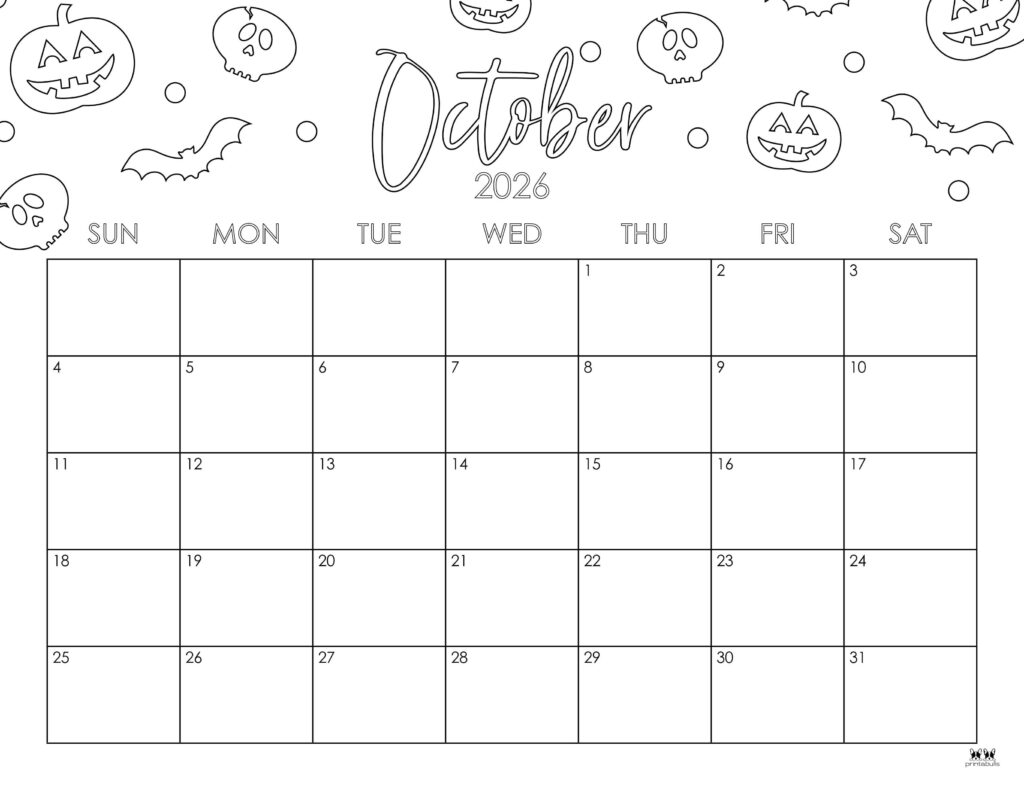 October 2026 Calendars - 123 FREE Printables 239 Printable-October-2026-Calendar-Style-87