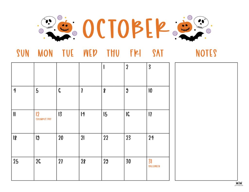 October 2026 Calendars - 123 FREE Printables 170 Printable-October-2026-Calendar-Style-91