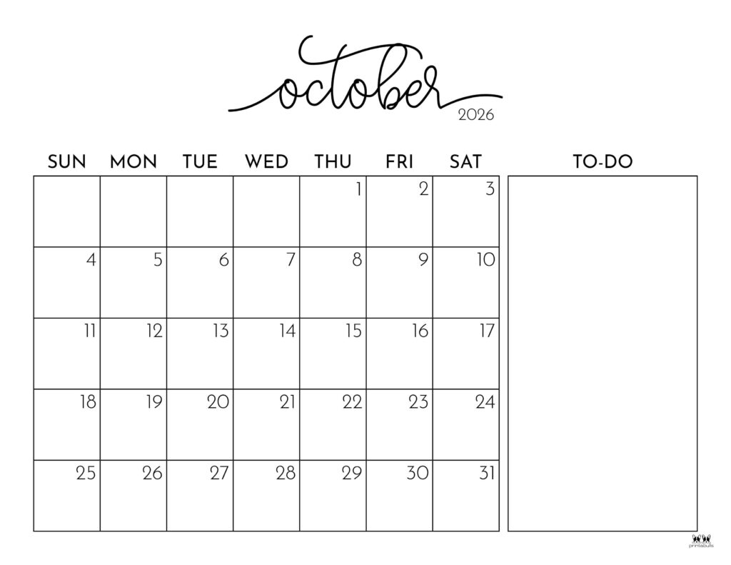 October 2026 Calendars - 123 FREE Printables 173 Printable-October-2026-Calendar-Style-94