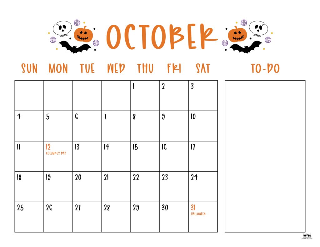 October 2026 Calendars - 123 FREE Printables 175 Printable-October-2026-Calendar-Style-96