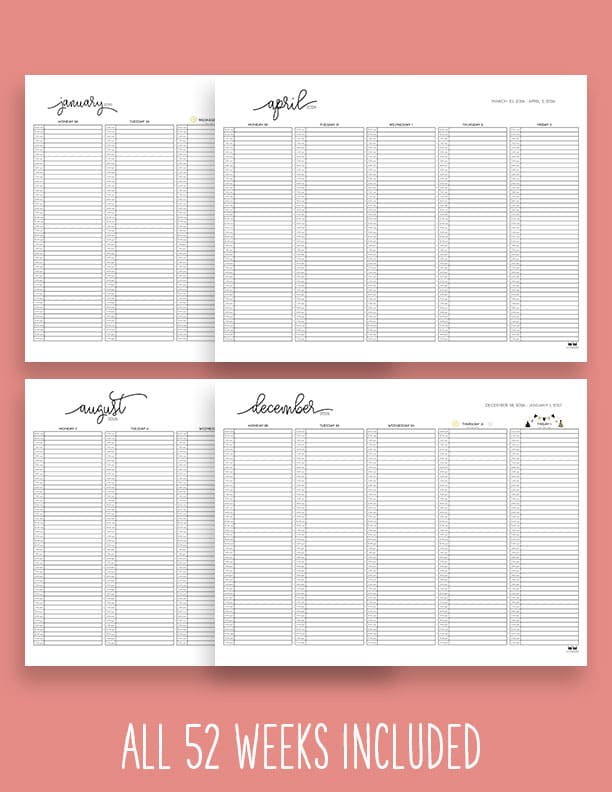 Printable-2026-Weekly-Calendars-5-Day-Time-Slots-Standard-1