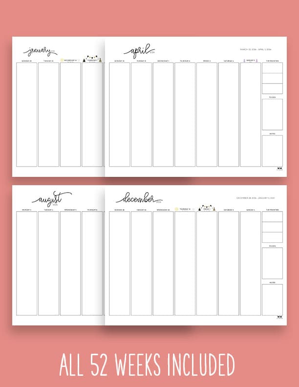 Printable-2026-Weekly-Calendars-7-Day-Blank-Extras-1