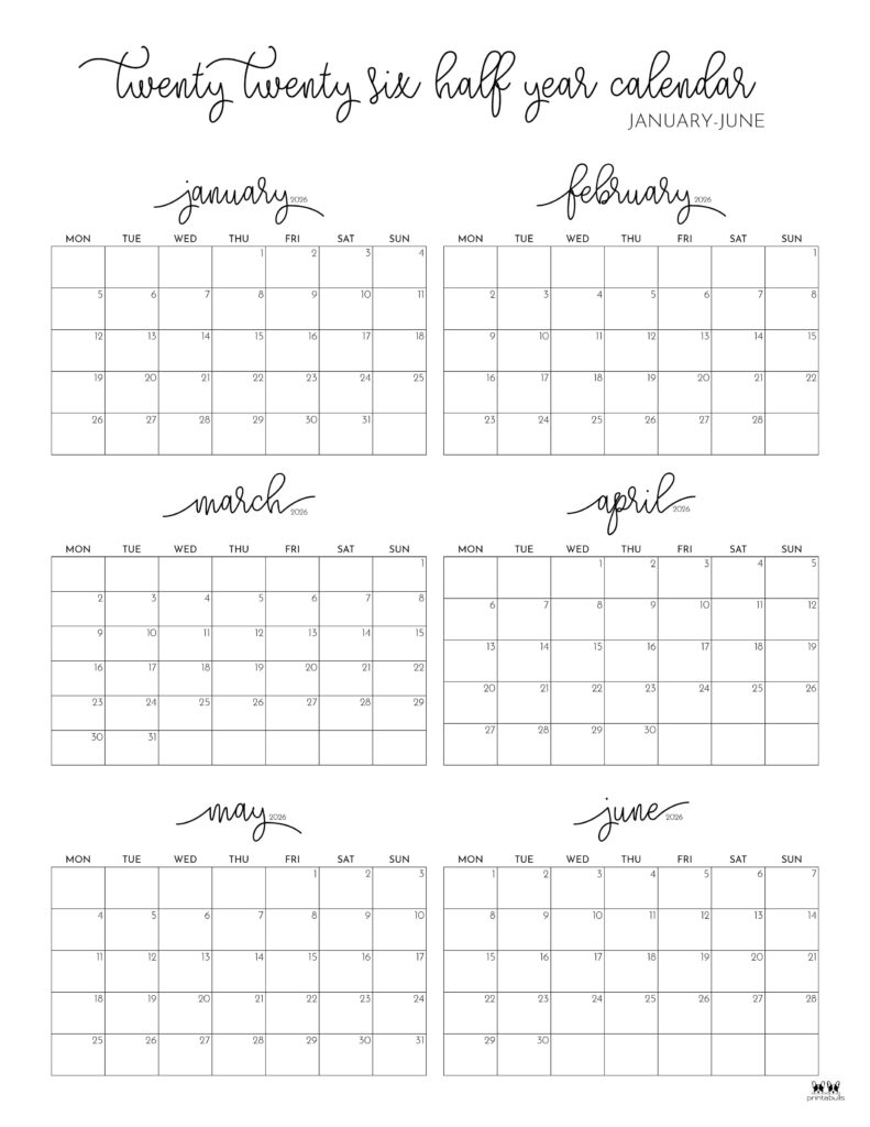 Printable-Six-Month-January-June-2026-Calendars-26-P-SO