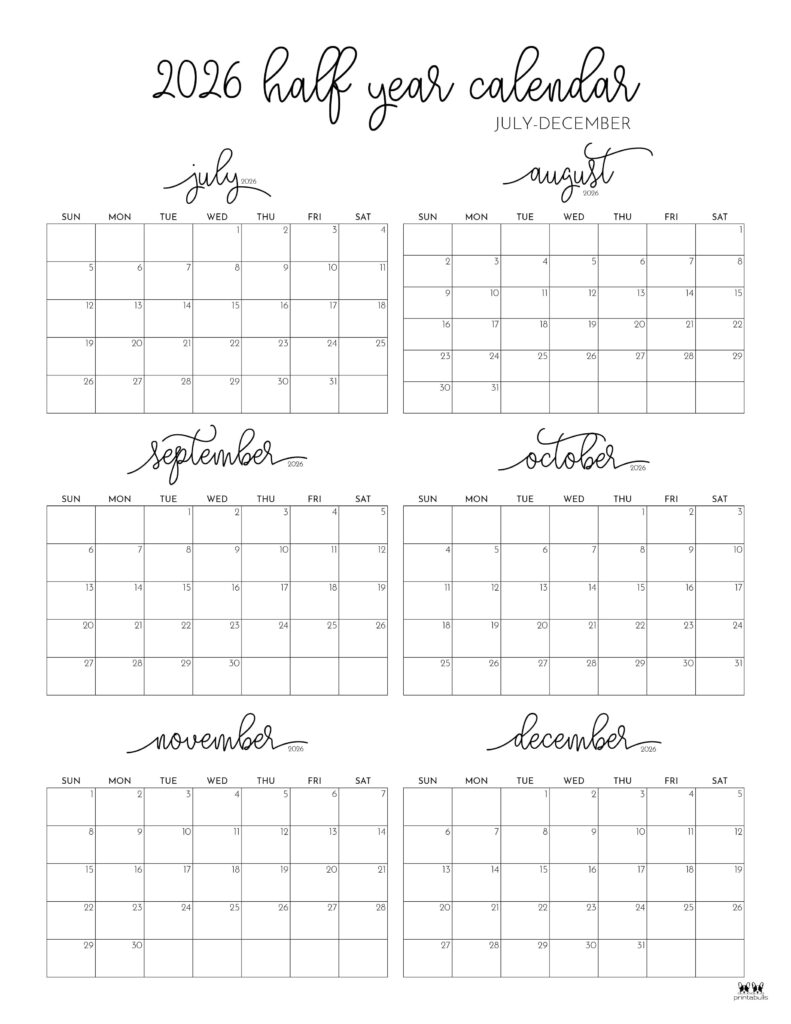 Printable-Six-Month-July-December-2026-Calendars-1-P