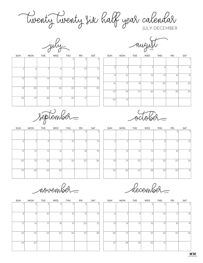 Printable-Six-Month-July-December-2026-Calendars-1-P-SO