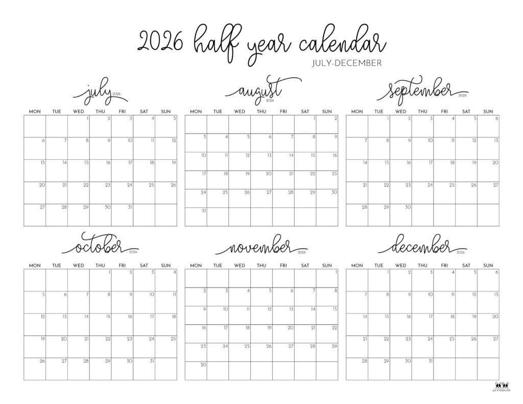 Printable-Six-Month-July-December-2026-Calendars-26-L