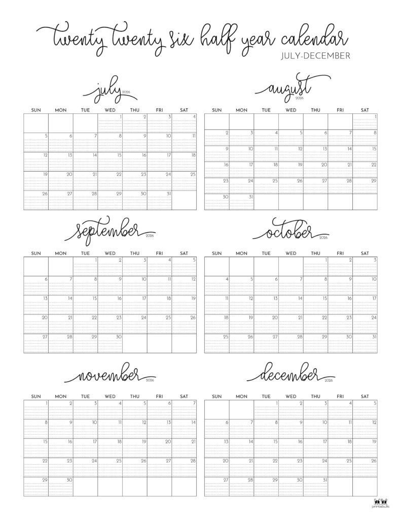 Printable-Six-Month-July-December-2026-Calendars-51-P-SO