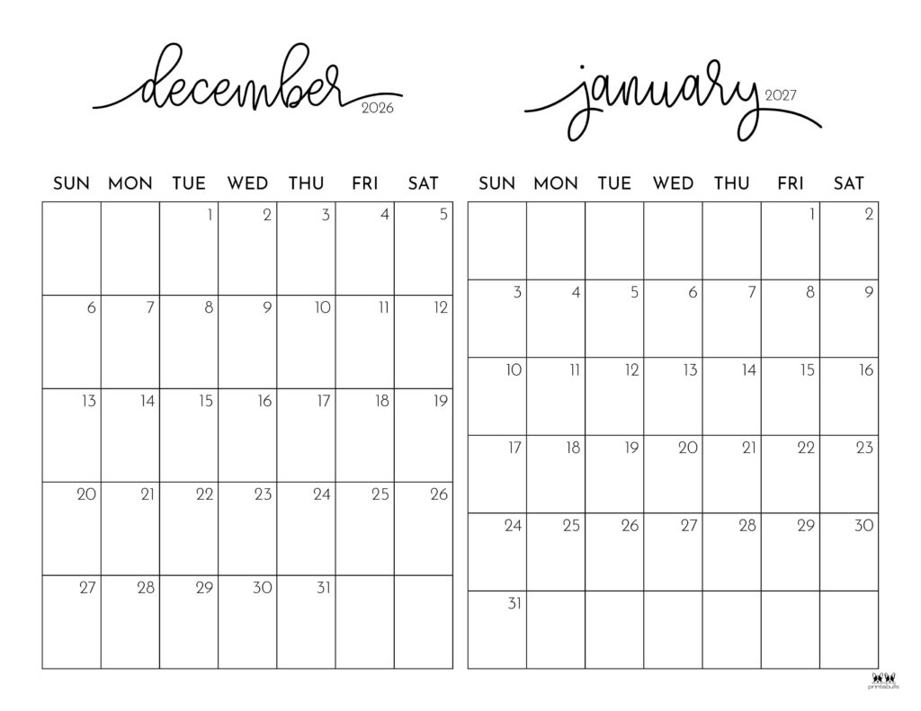 Printable-Two-Month-December-2026-January-2027-Calendars-1