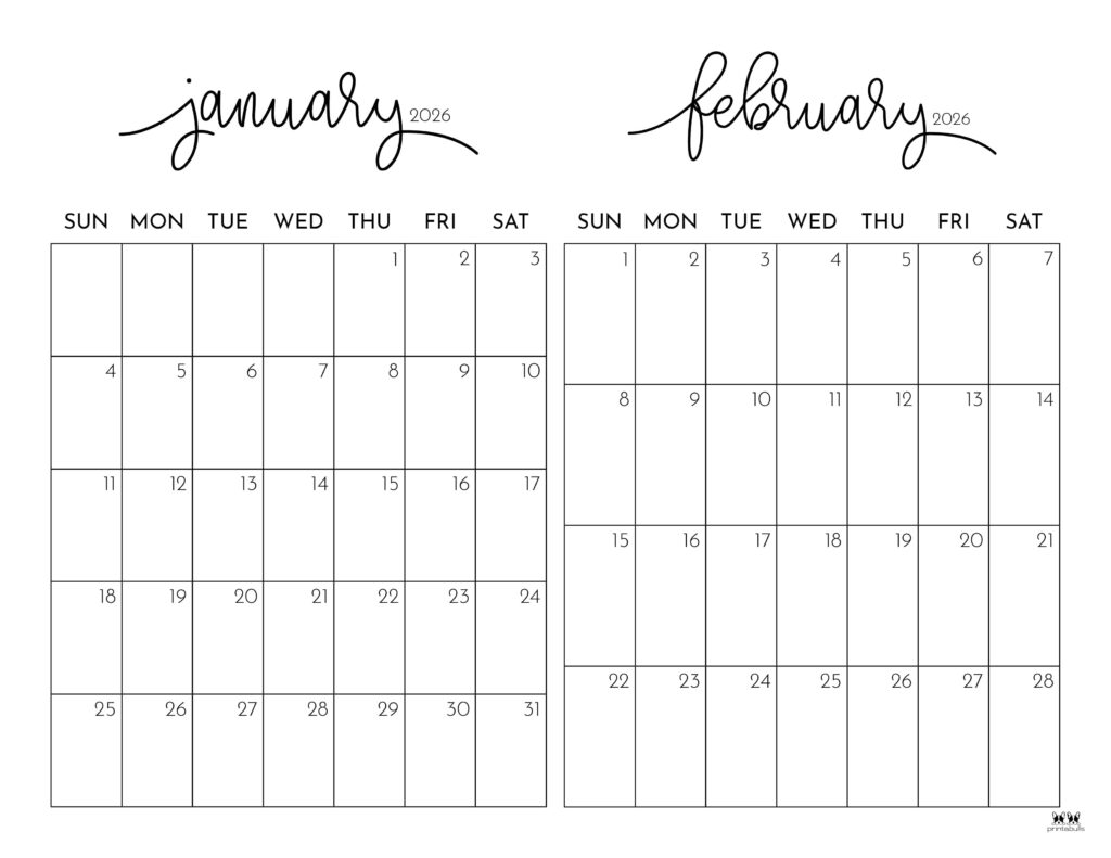Printable-Two-Month-January-February-2026-Calendars-1