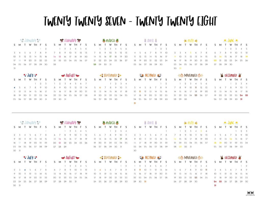 Printable-2027-2028-Two-Year-Calendar-Landscape-Style-3