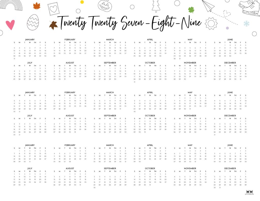 Printable-2027-2029-Three-Year-Calendar-Landscape-Style-1