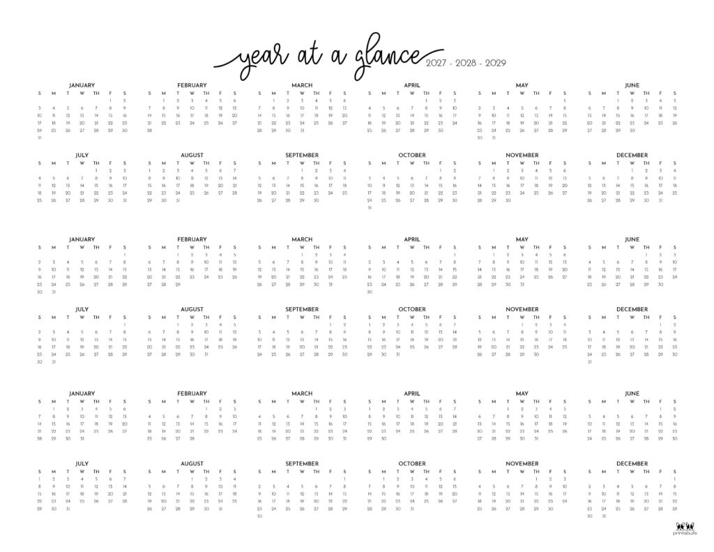 Printable-2027-2029-Three-Year-Calendar-Landscape-Style-2