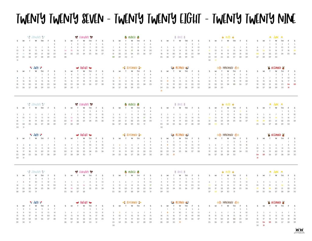 Printable-2027-2029-Three-Year-Calendar-Landscape-Style-3