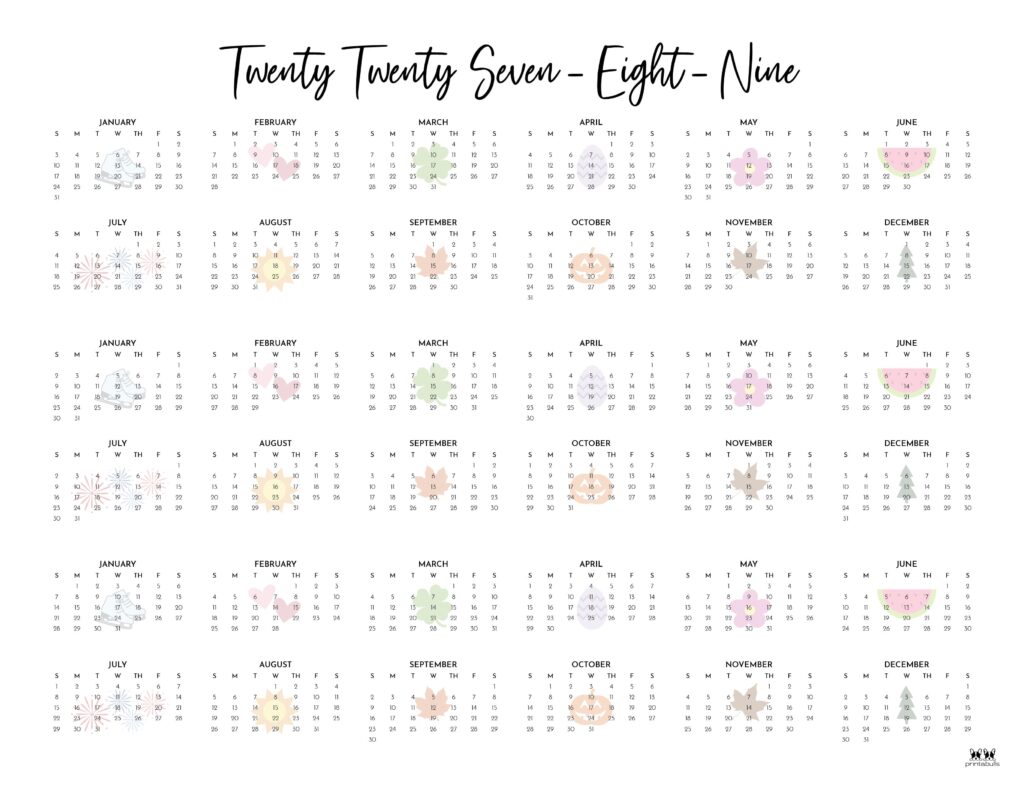 Printable-2027-2029-Three-Year-Calendar-Landscape-Style-4