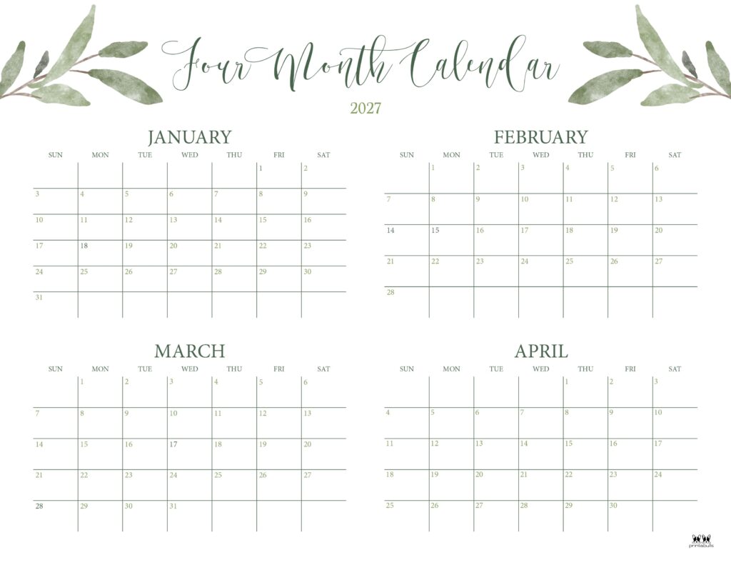 Printable-2027-Four-Month-Calendar-2