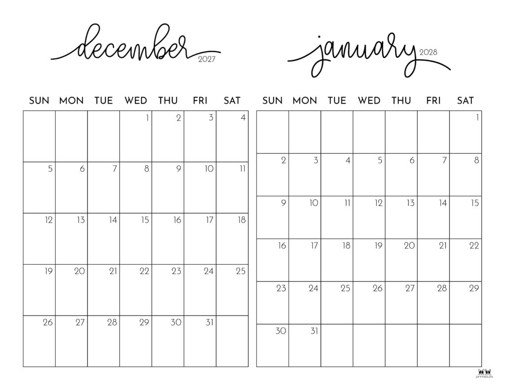 Printable-Two-Month-December-2027-January-2028-Calendars-1