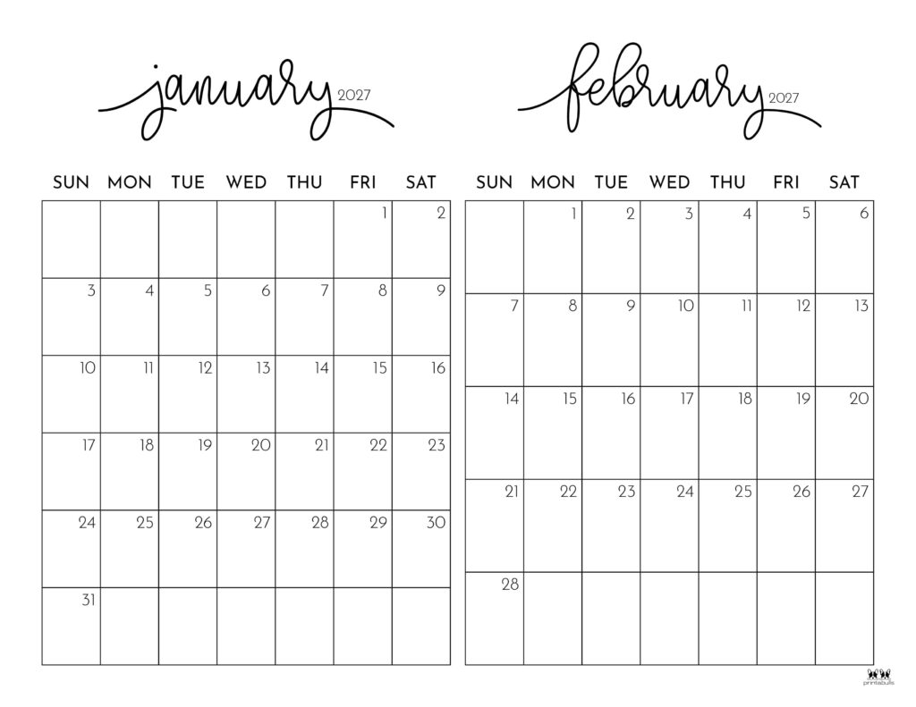 Printable-Two-Month-January-February-2027-Calendars-1