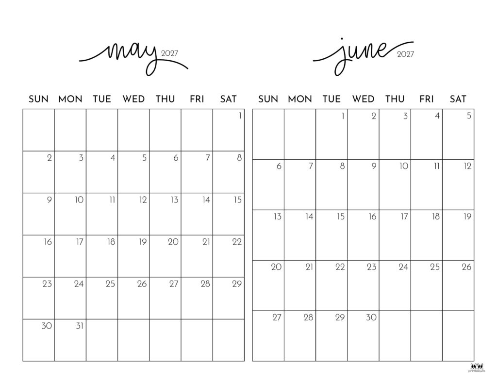 Printable-Two-Month-May-June-2027-Calendars-1
