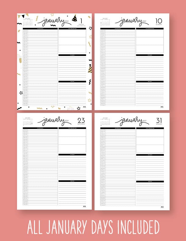 Printable-Hourly-Daily-2027-Planner-January-1